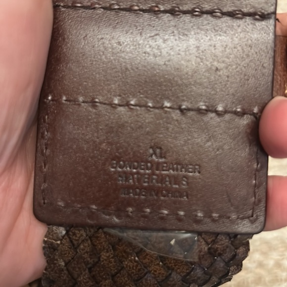 Brown woven leather fashion belt size XL